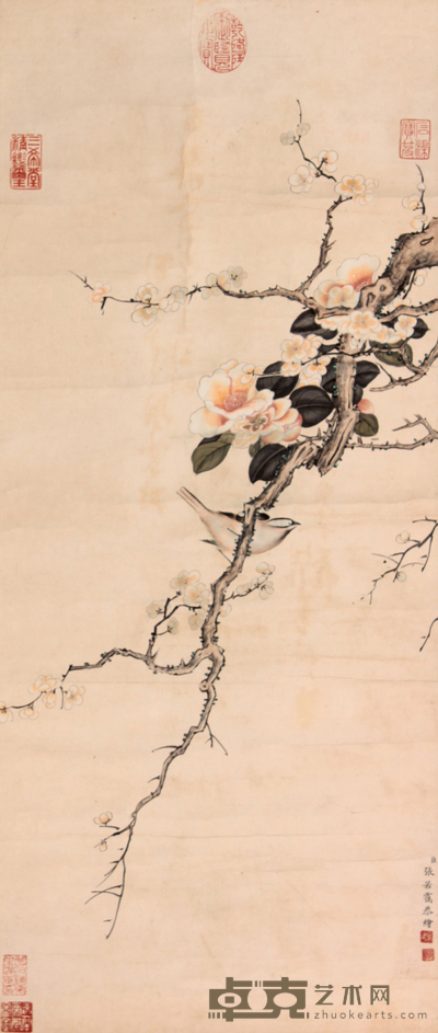 张若霭 花鸟立轴 70×30