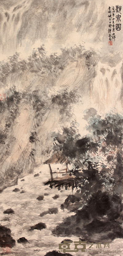 傅抱石 山水立轴 89×43