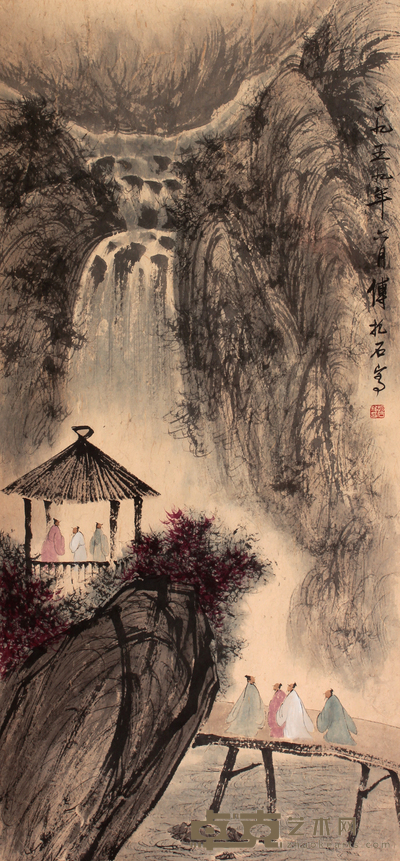 傅抱石 山水立轴 95×43
