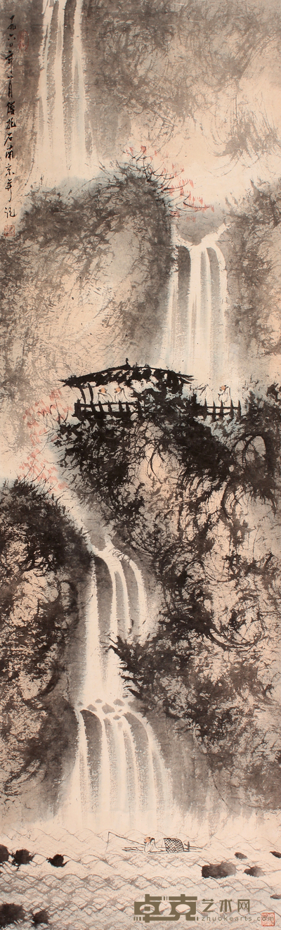 傅抱石 山水立轴 139×42
