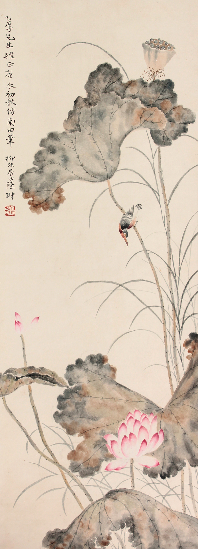 陆抑非 花鸟立轴