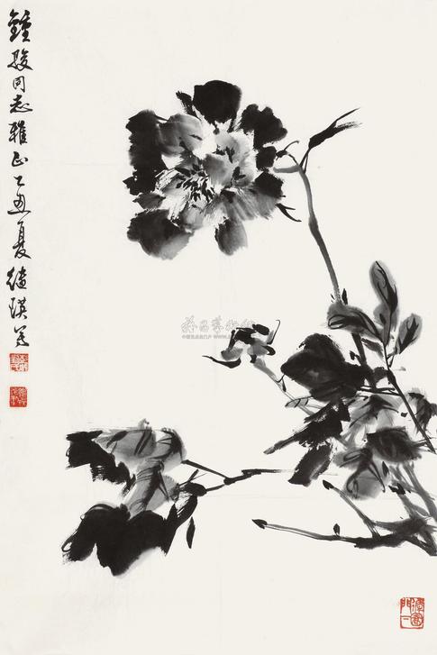 刘继瑛 墨牡丹 镜心