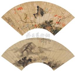 方琳 菱洲灵 虫草图 山居图 扇片