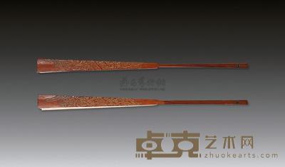 浮雕扇骨竹刻扇骨 长30.5cm；宽2.1cm