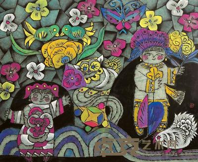 邵飞 花园里 镜片 73.5×89.5cm