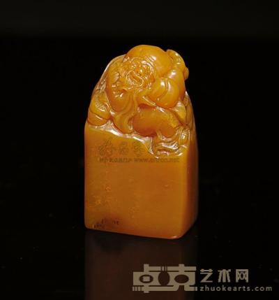 寿山黄雕寿星钮章 长1.4cm；宽1.4cm