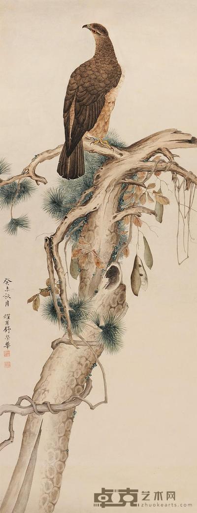 舒荣华 松鹰图 立轴 125×49cm