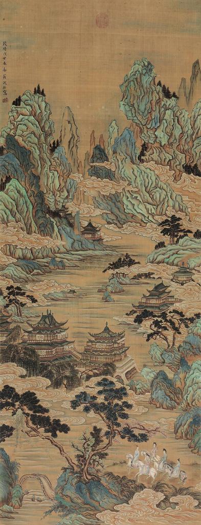 沈铨 仙山楼阁 立轴