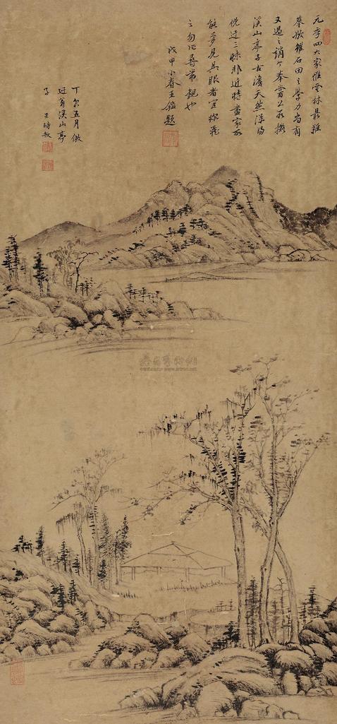 王时敏 疏林亭子 立轴
