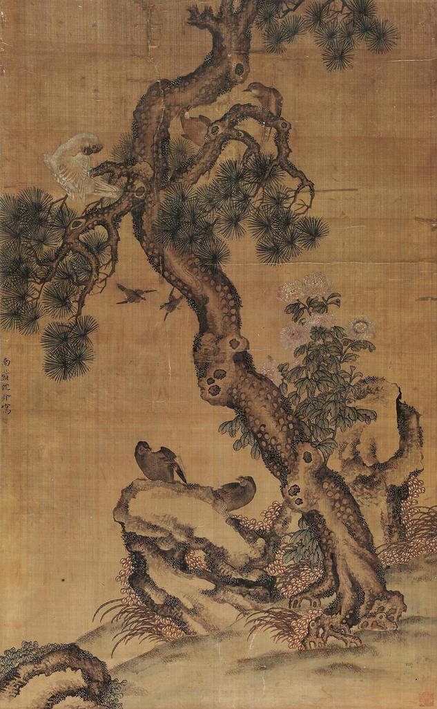 沈铨 （款） 松鹰图 立轴