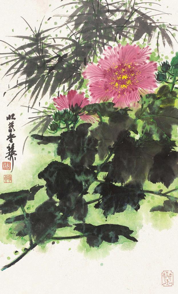 谢稚柳 芙蓉花 （一件） 镜框