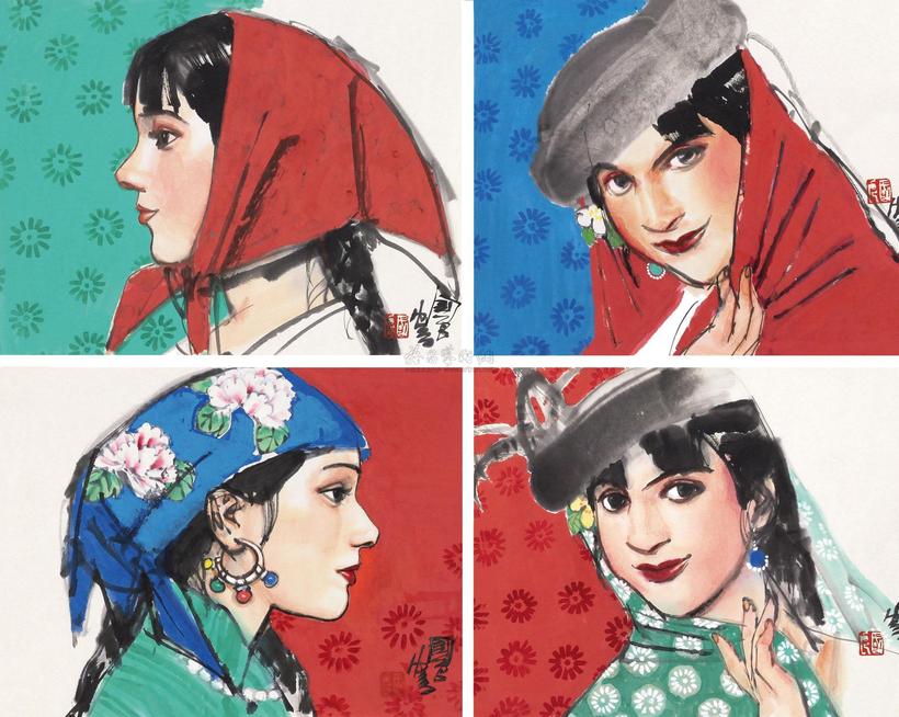 史国良 人物小品 （四帧）