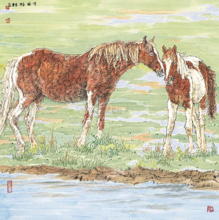 李蒸蒸 双骏图
