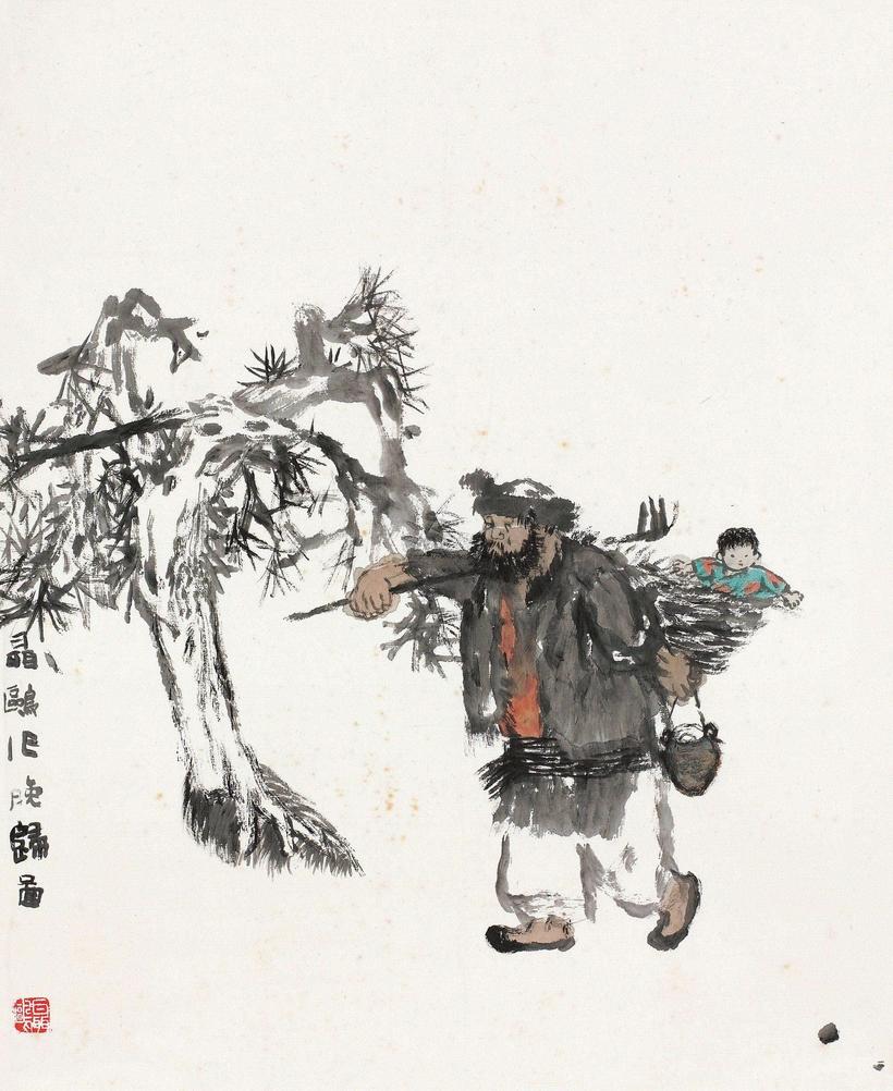 聂欧 晚归图 立轴