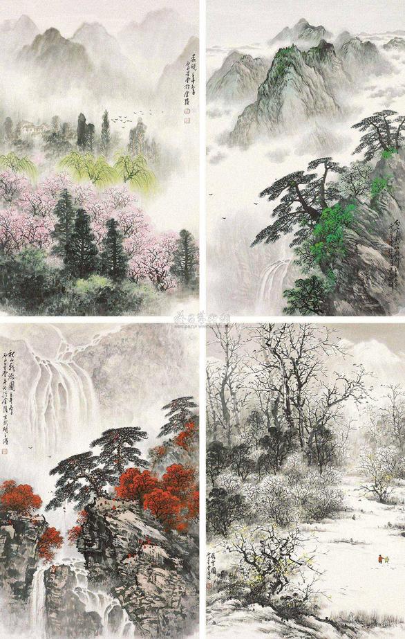 卢星堂 春夏秋冬 镜心