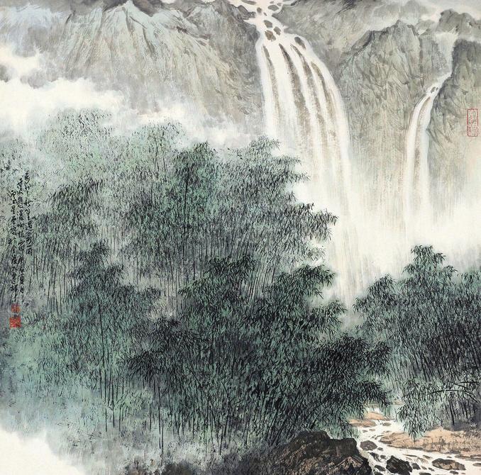 卢星堂 万竿烟雨 镜心