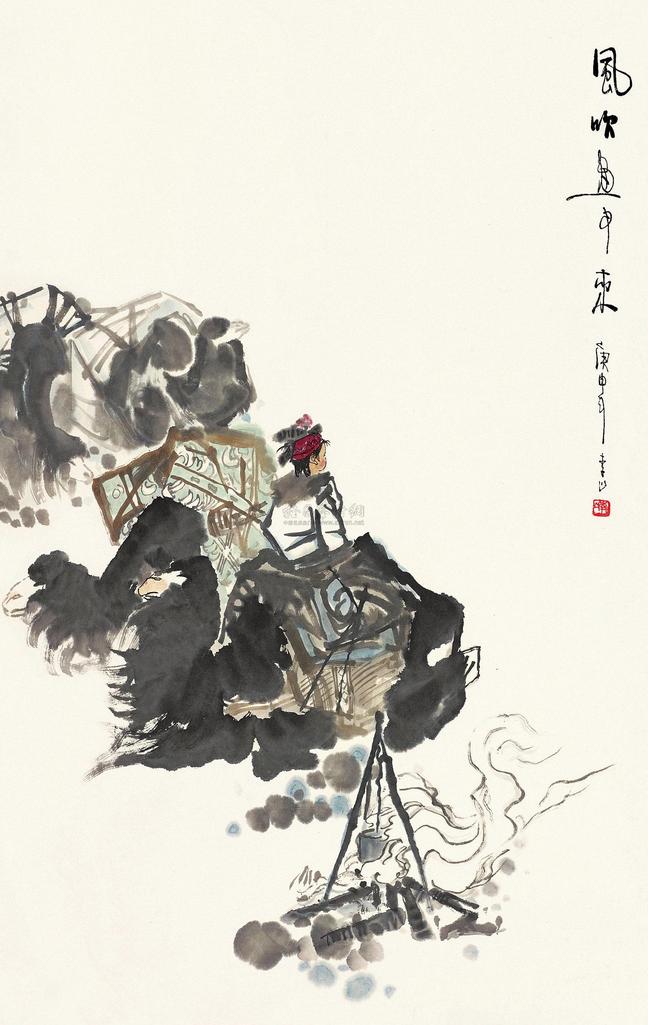 李山 风吹画中来 镜心