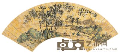 蒲华 辛巳（1881年）作 潇湘晴翠 镜框 