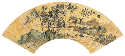 蒲华 辛巳（1881年）作 潇湘晴翠 镜框