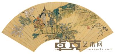 任伯年 丙子（1876年）作 花鸟 扇片 