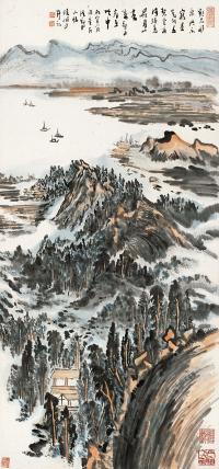 陆俨少 丙寅（1986年）作 万壑千崖 镜片