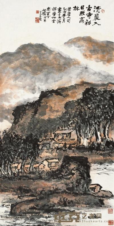 朱屺瞻 乙亥（1995年）作 唐人诗意 镜框 134×67.5cm