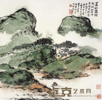 朱屺瞻 辛未（1991年）作 夏山图 镜片 68.5×68.5cm