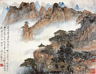 唐云 甲寅（1974年）作 黄山三十六峰 镜片 50.5×64cm