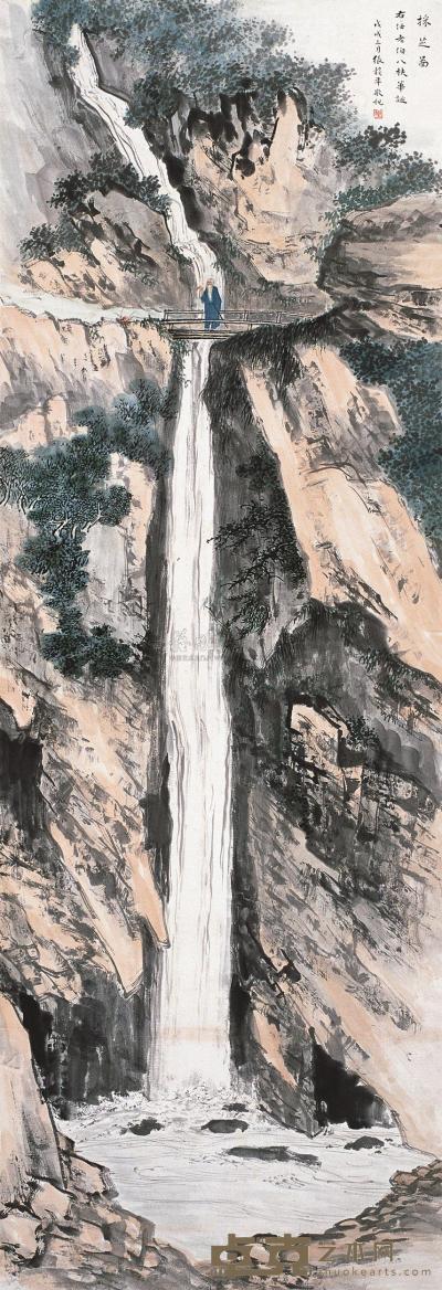 张谷年 戊戌（1958年）作 采芝图 镜片 140×48cm