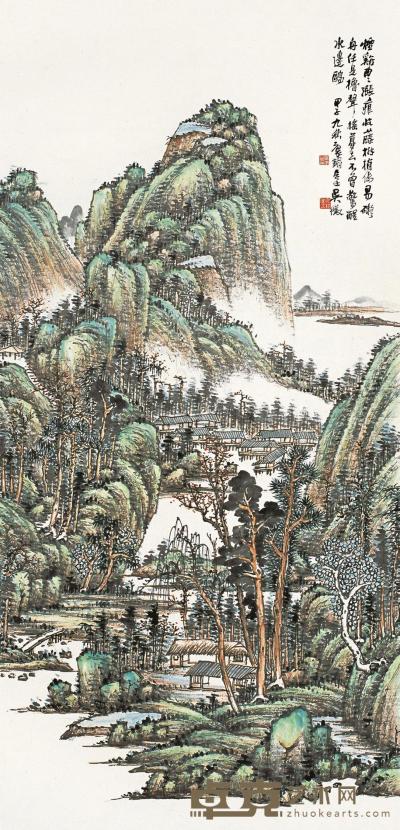 吴待秋 甲子（1924年）作 烟溪梦寥 立轴 104×50.5cm