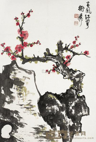谢稚柳 春风红梅 立轴 67.5×45.5cm