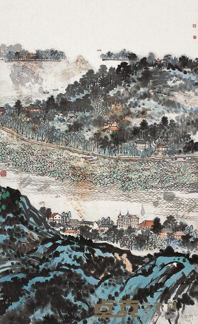 余任天 西湖 镜片 127×76.5cm