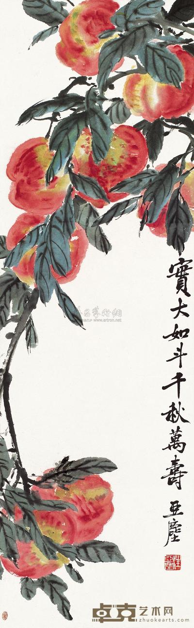 汪亚尘 寿桃 立轴 110.5×34cm