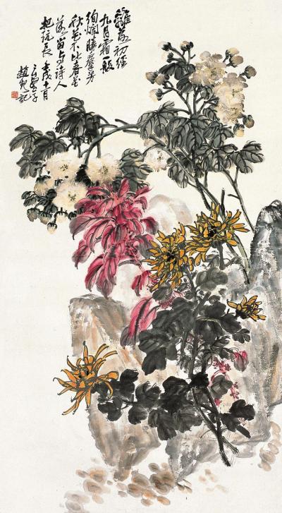 赵云壑 壬戌（1922年）作 花卉 立轴