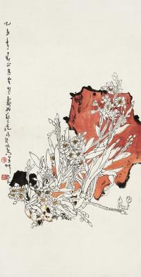 郑乃珖 乙未（1955年）作 花卉 立轴