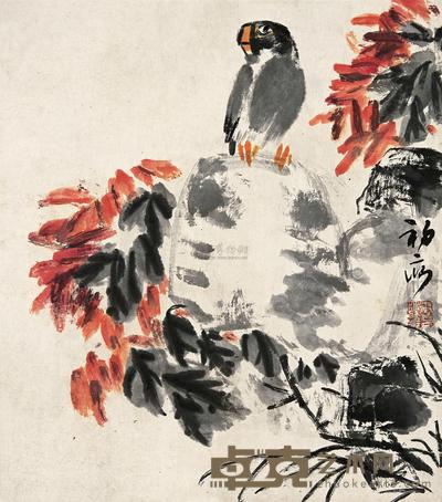 来楚生 花鸟 镜片 35×30.5cm