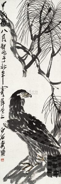 齐白石 甲戌（1934年）作 松鹰 镜片