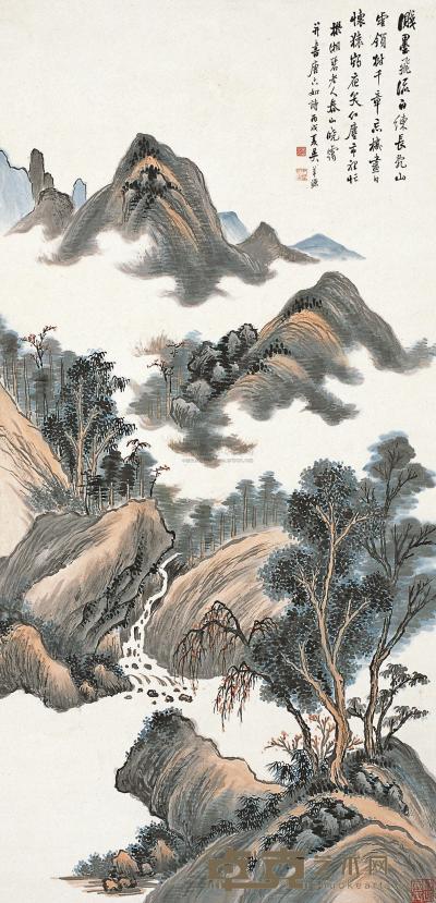 吴华源 丙戌（1946年）作 春山晓霭 立轴 104.5×51cm