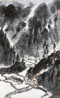 亚明 庚申（1980年）作 湘西山色 立轴