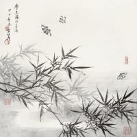 卢坤峰 甲申（2004年）作 翠竹蝴蝶 镜片