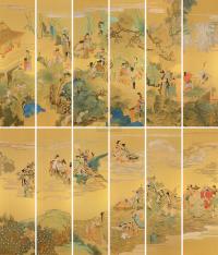 任伯年 清 群仙祝寿图 （十二幅） 木版水印