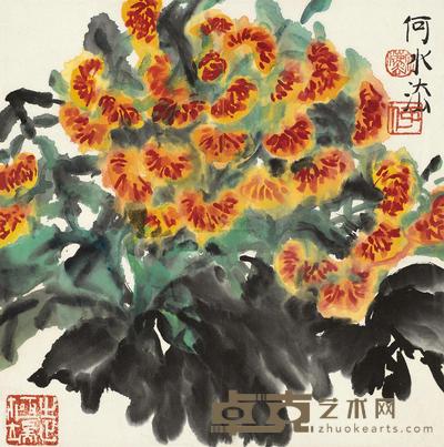 何水法 花卉 镜心 33×33cm