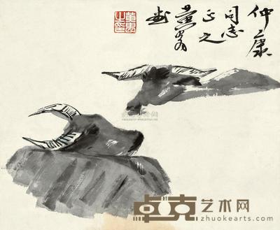 黄胄 双牛图 立轴 28.5×35cm