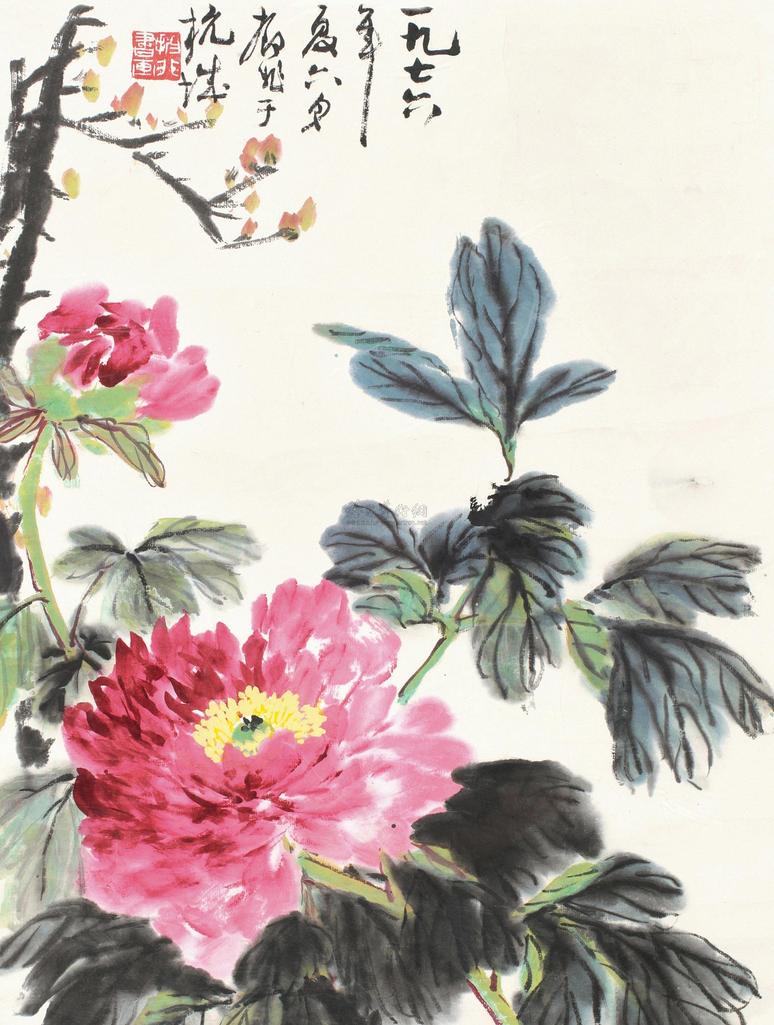 陆抑非 花卉 镜框