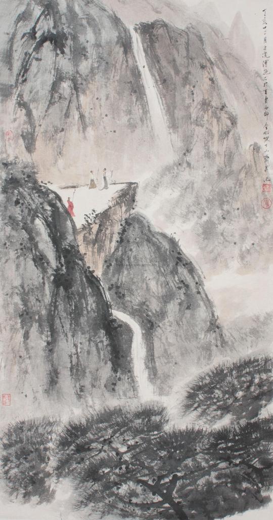 傅抱石 山水 镜片