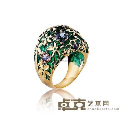 18K金珐琅晶石戒指