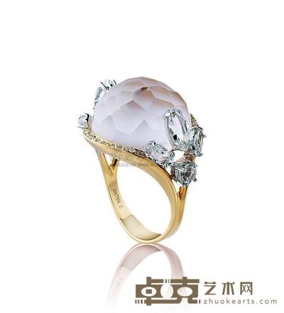 芙蓉石18K金镶钻戒指