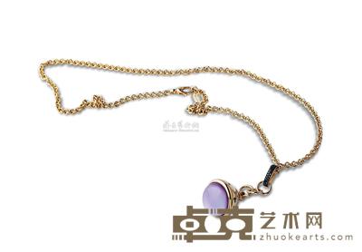 紫水晶18K金镶黑钻吊坠项链