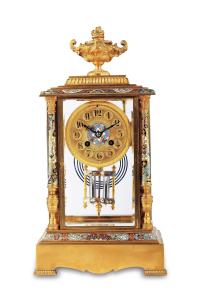 二十世纪法国 铜鎏金珐琅四明钟