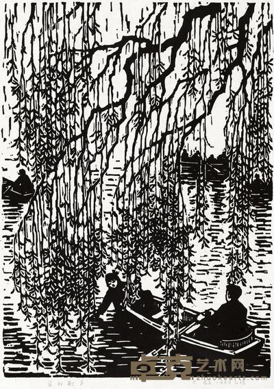 力群 1959年作 帘外歌声 40×29cm